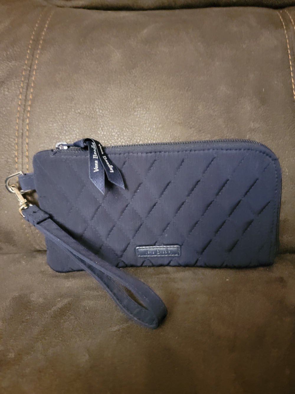 Vera Bradley Quilted Navy Wristlet with Strap